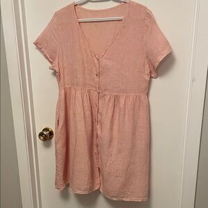 Priv Pink Linen Dress Size Large